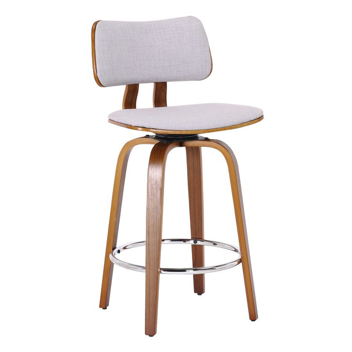 Zuni 26" Counter Stool with Swivel in Grey Fabric and Walnut