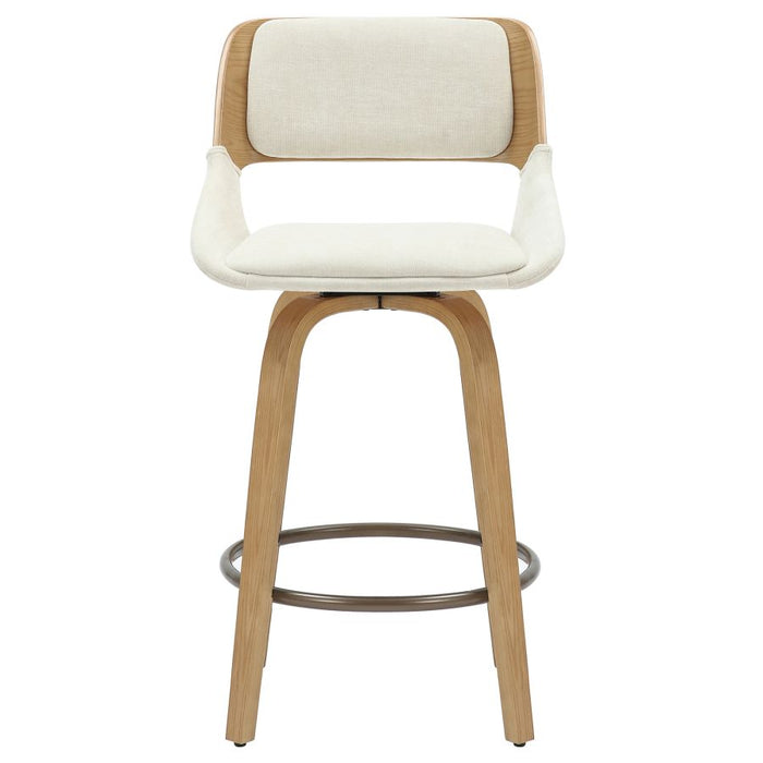 Hudson 26" Counter Stool with Swivel in Beige Fabric and Natural