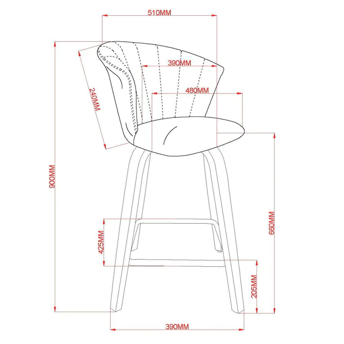 Tula 26" Counter Stool in Black - Furniture Depot