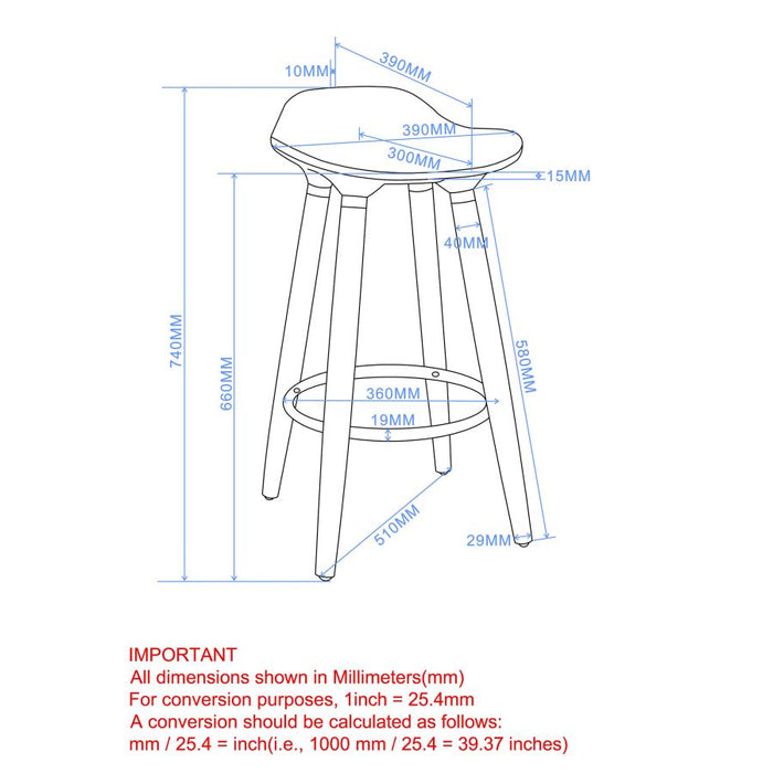 Trex 26" Counter Stool, Set of 2 in Black