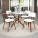 Rocca/Zuni 5pc Dining Set in Walnut with White Chair - Furniture Depot