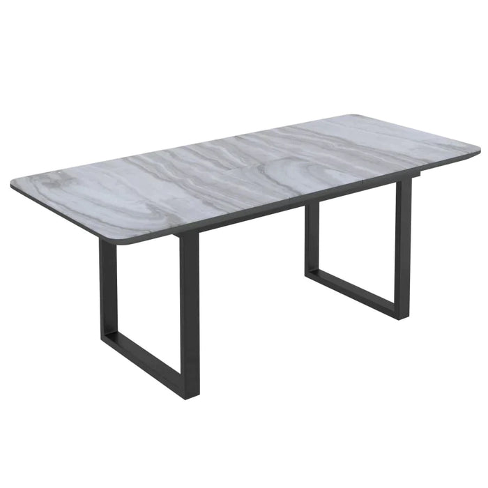 Gavin/Mia 7pc Dining Set, Black/Light Grey w Grey Leg - Furniture Depot