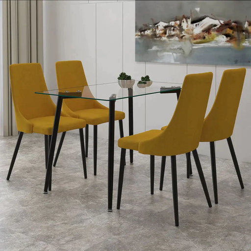 Abbot-Venice 5pc Dining Set, Black/Mustard - Furniture Depot