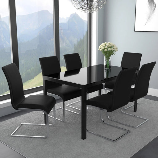 Contra/Maxim 7pc Dining Set, Black/Black - Furniture Depot