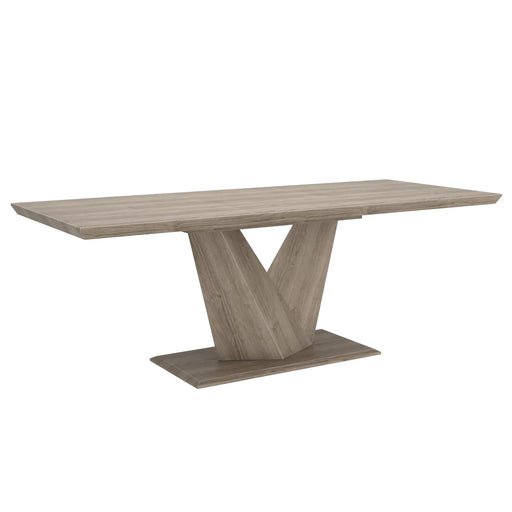 Eclipse/Mia 7pc Dining Set in Oak with Grey & Light Grey Chair - Furniture Depot