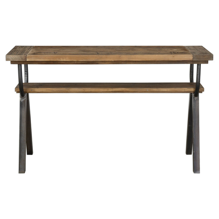 Domini Industrial Console Table Light Brown & Black