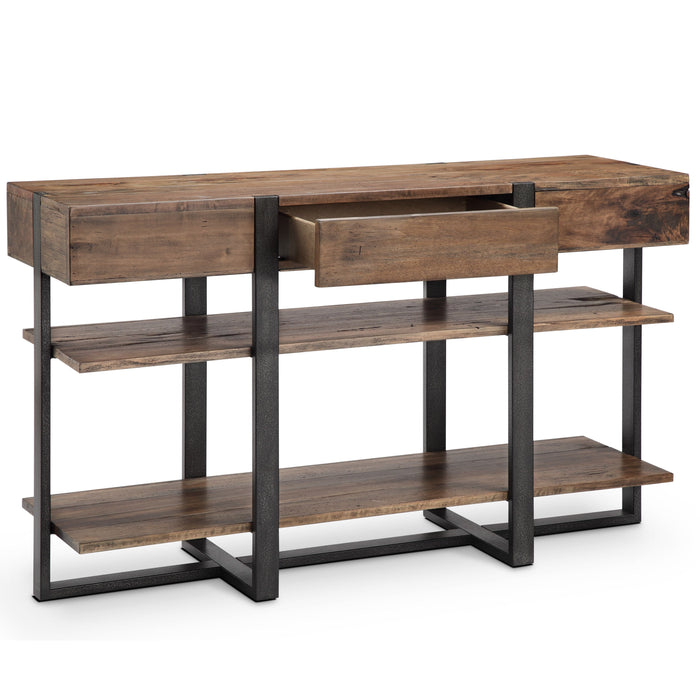 Prescott Modern Reclaimed Wood Rectangular Console Table in Rustic Honey