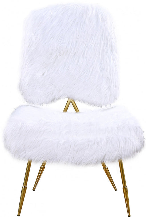 White Ellis Faux Fur Accent Chair - Sterling House Interiors