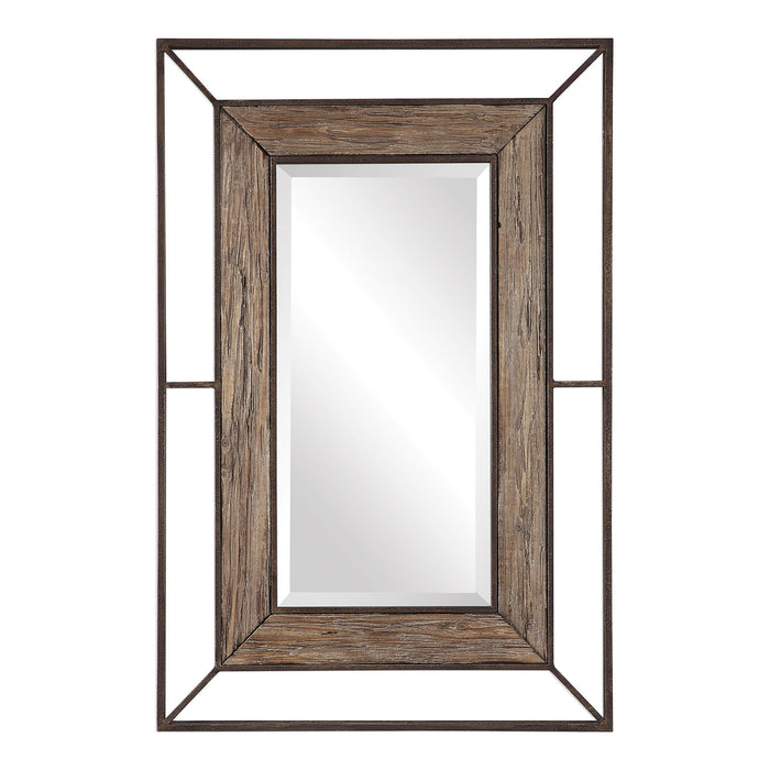 Ward Open Framed Wood Mirror Light Brown