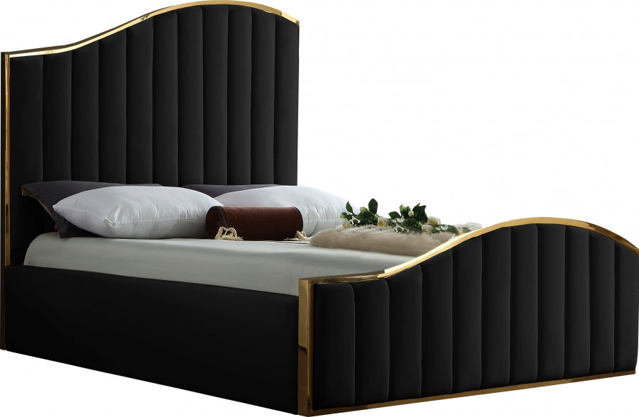MELODY BLACK AND GOLD VELVET BED - Sterling House Interiors