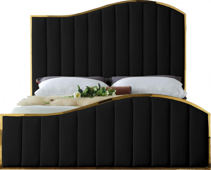 Esmeralda Velvet Bed - Black - Sterling House Interiors