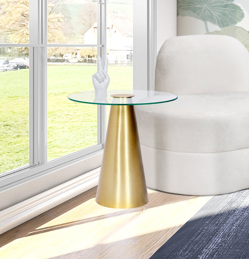 Glassimo Brushed Gold End Table - Sterling House Interiors