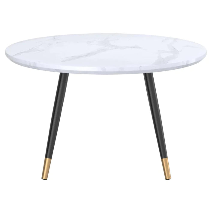 Emery Round Coffee Table in White - Furniture Depot