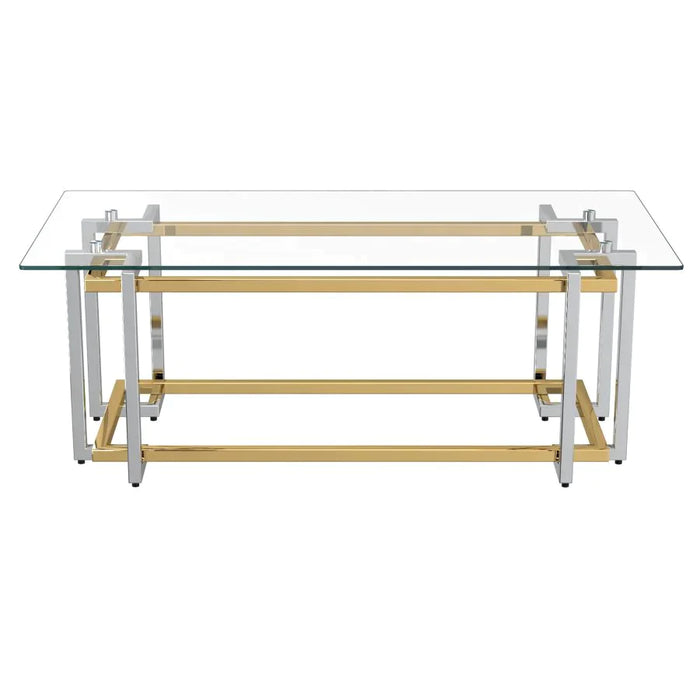 Florina Rectangular Coffee Table in Silver and Gold - Furniture Depot