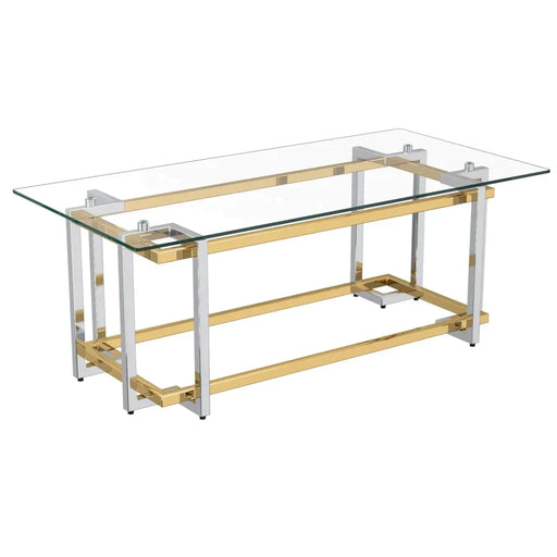 Florina Rectangular Coffee Table in Silver and Gold - Furniture Depot