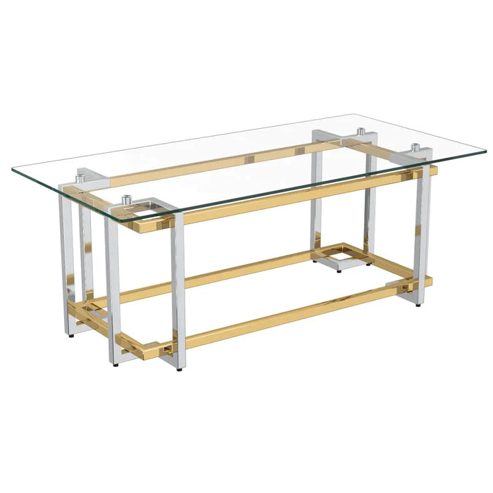 Florina Rectangular Coffee Table in Silver and Gold - Furniture Depot