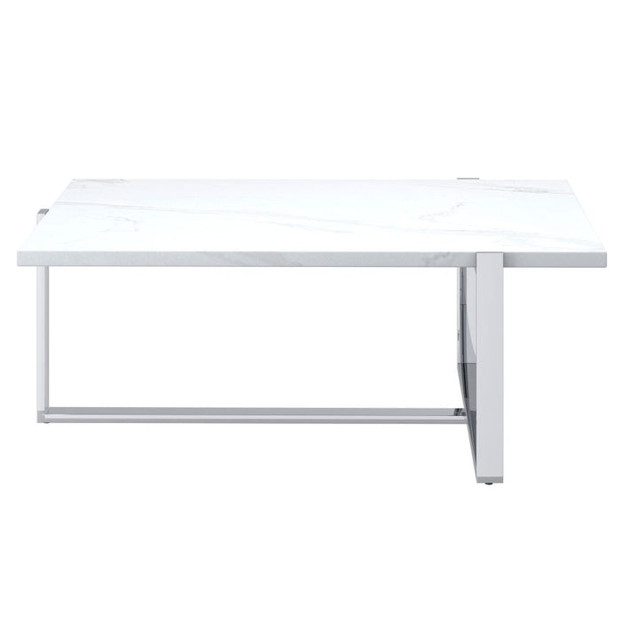 Veno Coffee Table in White and Silver - Furniture Depot