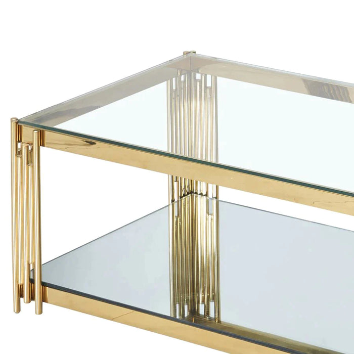 Estrel Rectangular Coffee Table in Gold - Furniture Depot