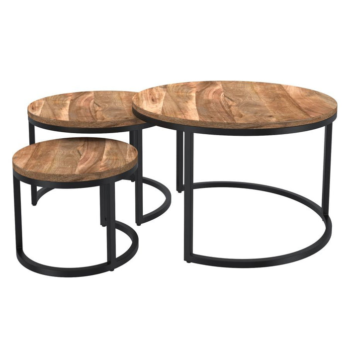 Darsh 3pc Coffee Table Set in Natural and Black