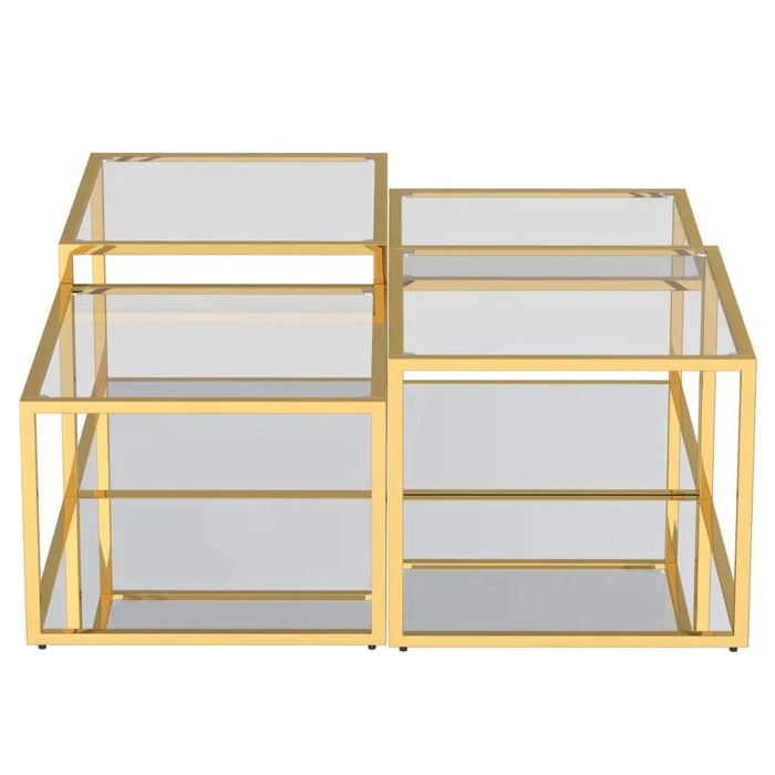 Casini 4pc Multi-Tier Coffee Table Set in Gold - Furniture Depot