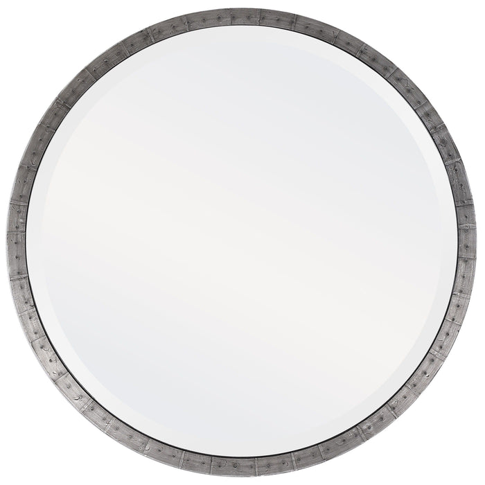Bartow Industrial Round Mirror Pearl Silver