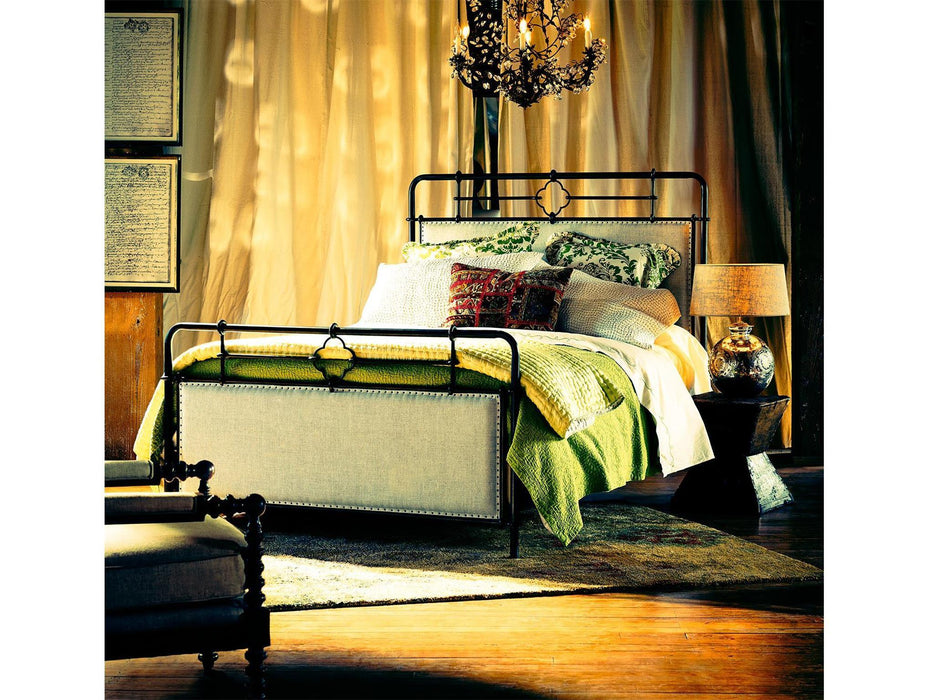 Curated Upholstered Metal Bed Pearl Silver