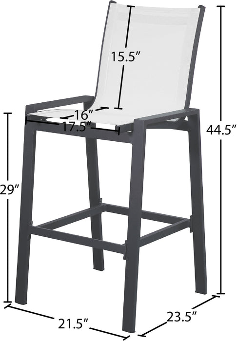 Nizuc White Mesh Waterproof Fabric Outdoor Patio Aluminum Mesh Barstool - Sterling House Interiors