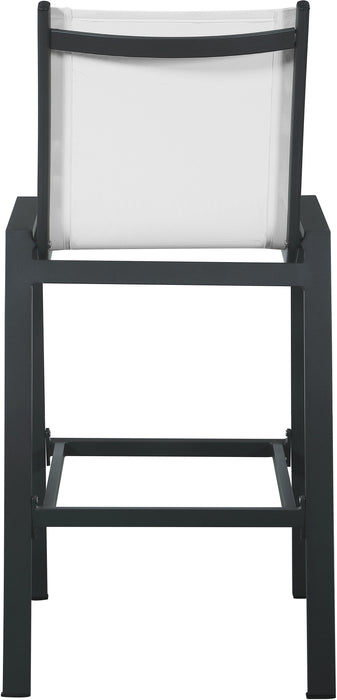Nizuc White Mesh Waterproof Fabric Outdoor Patio Aluminum Mesh Barstool - Sterling House Interiors