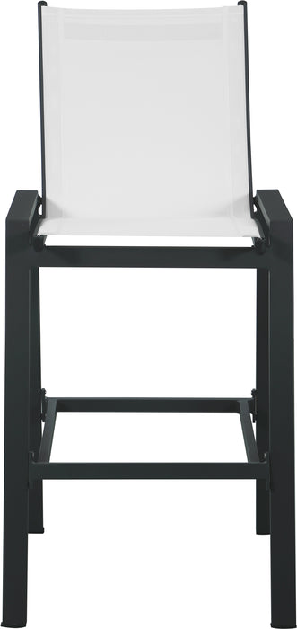 Nizuc White Mesh Waterproof Fabric Outdoor Patio Aluminum Mesh Barstool - Sterling House Interiors