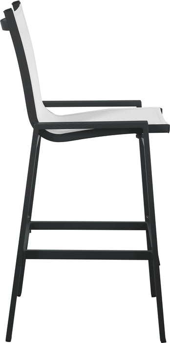 Nizuc White Mesh Waterproof Fabric Outdoor Patio Aluminum Mesh Barstool - Sterling House Interiors
