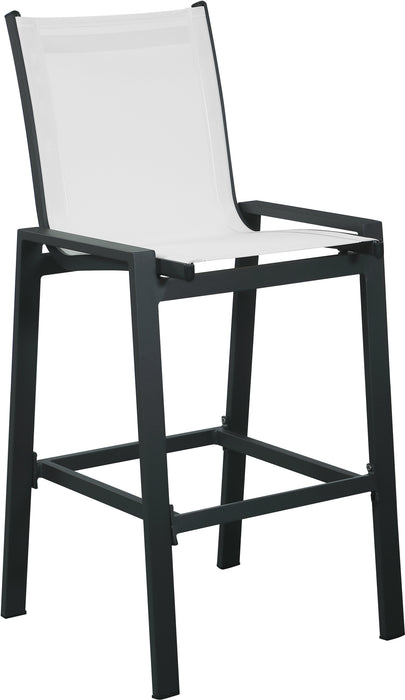 Nizuc White Mesh Waterproof Fabric Outdoor Patio Aluminum Mesh Barstool - Sterling House Interiors