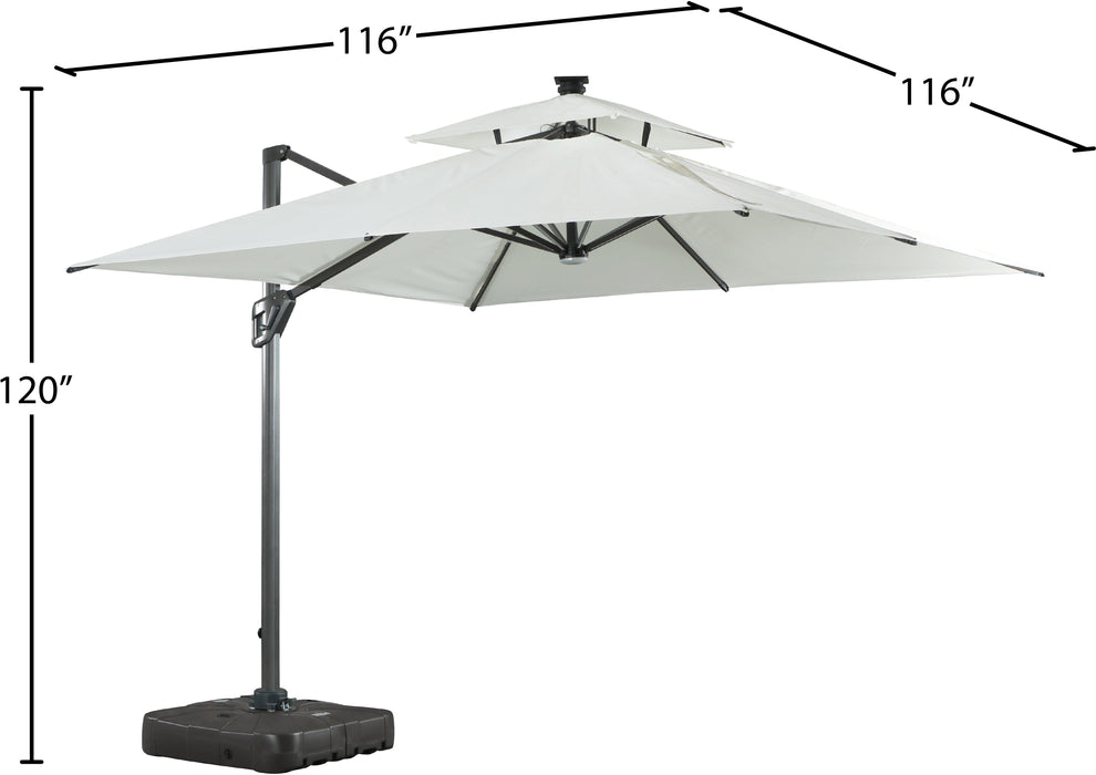 Nizuc White Waterproof Fabric Adjustable Outdoor Umbrella - Sterling House Interiors