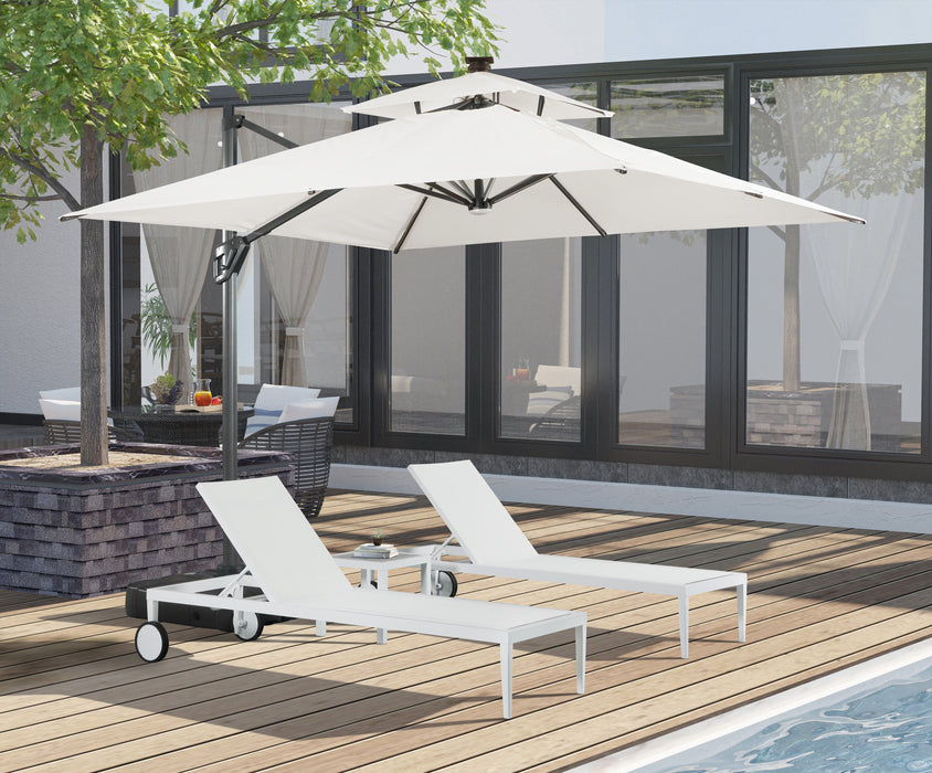 Nizuc White Waterproof Fabric Adjustable Outdoor Umbrella - Sterling House Interiors