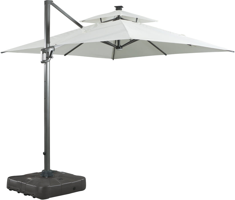 Nizuc White Waterproof Fabric Adjustable Outdoor Umbrella - Sterling House Interiors