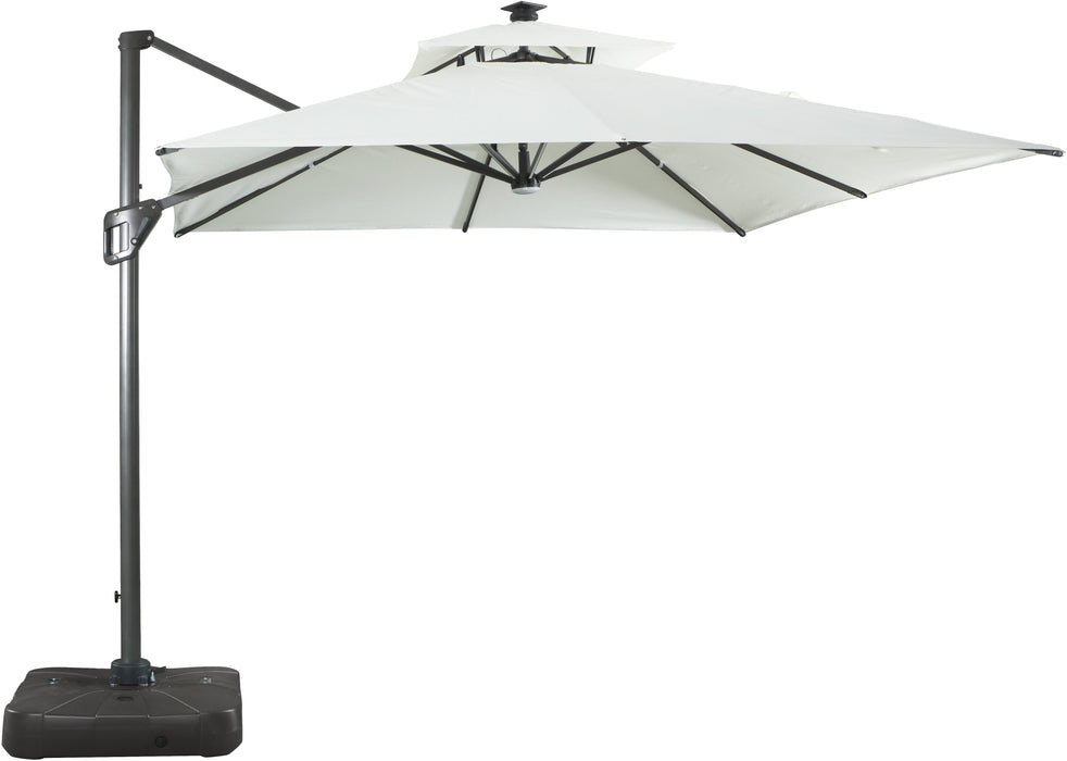 Nizuc White Waterproof Fabric Adjustable Outdoor Umbrella - Sterling House Interiors