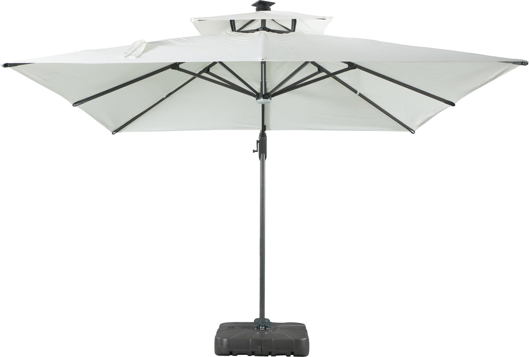 Nizuc White Waterproof Fabric Adjustable Outdoor Umbrella - Sterling House Interiors