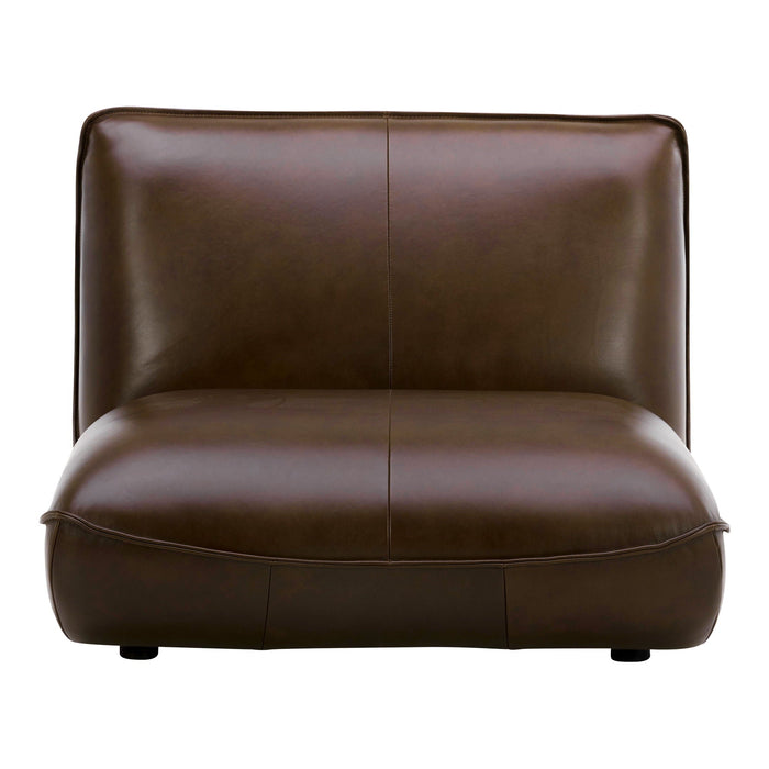 Zeppelin Leather Slipper Chair Dark Brown