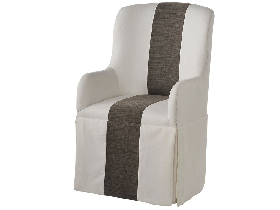 Modern Slip Cover Caster Arm Chair Pearl Silver