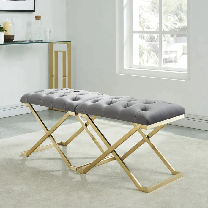 Rada Bench in Grey/Gold - Furniture Depot