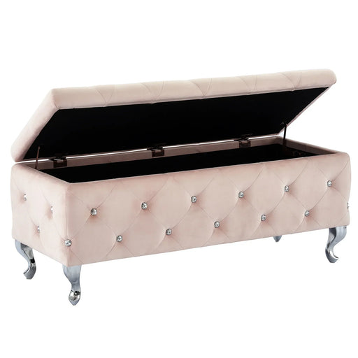 MONIQUE-STORAGE OTTOMAN-BLUSH PINK - Furniture Depot