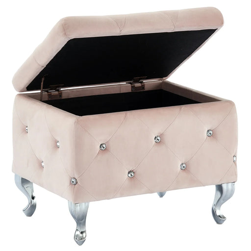 MONIQUE-SINGLE STORAGE OTTOMAN-BLUSH - Furniture Depot