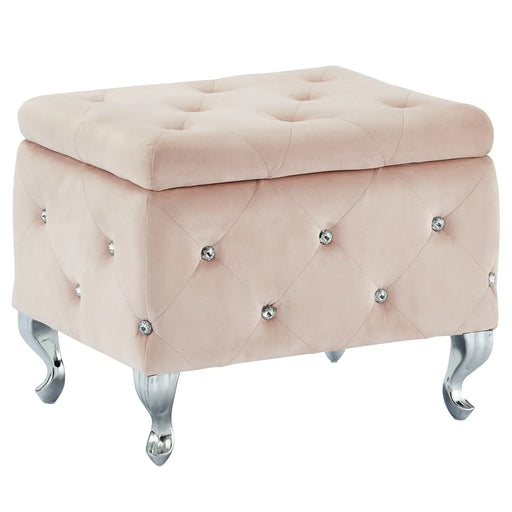 MONIQUE-SINGLE STORAGE OTTOMAN-BLUSH - Furniture Depot