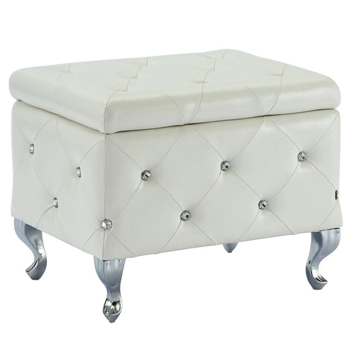 MONIQUE-SINGLE STORAGE OTTOMAN-WHITE - Furniture Depot