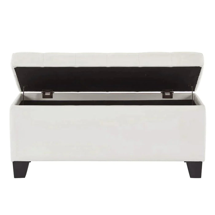 Winston Rectangular Storage Ottoman in White - Furniture Depot