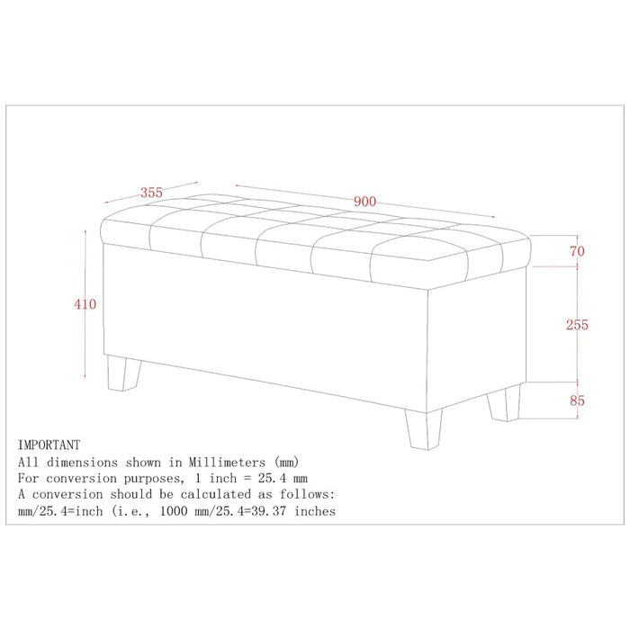 Winston Rectangular Storage Ottoman in White - Furniture Depot