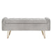 Sabel Storage Ottoman/Bench in Grey with Gold Leg - Furniture Depot