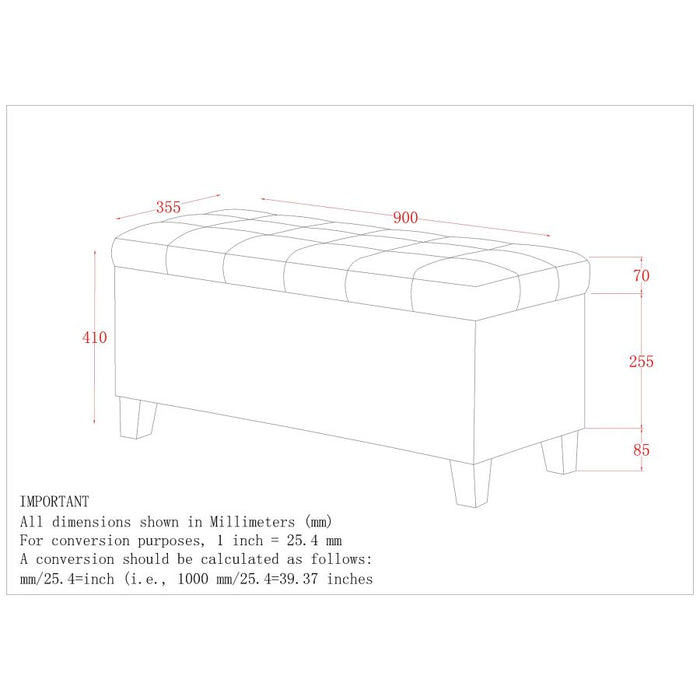 Lila Rectangular Storage Ottoman Bench in Beige