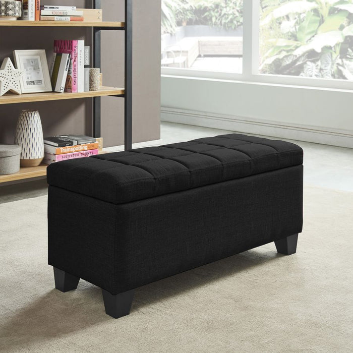 Lila Rectangular Storage Ottoman Bench in Black