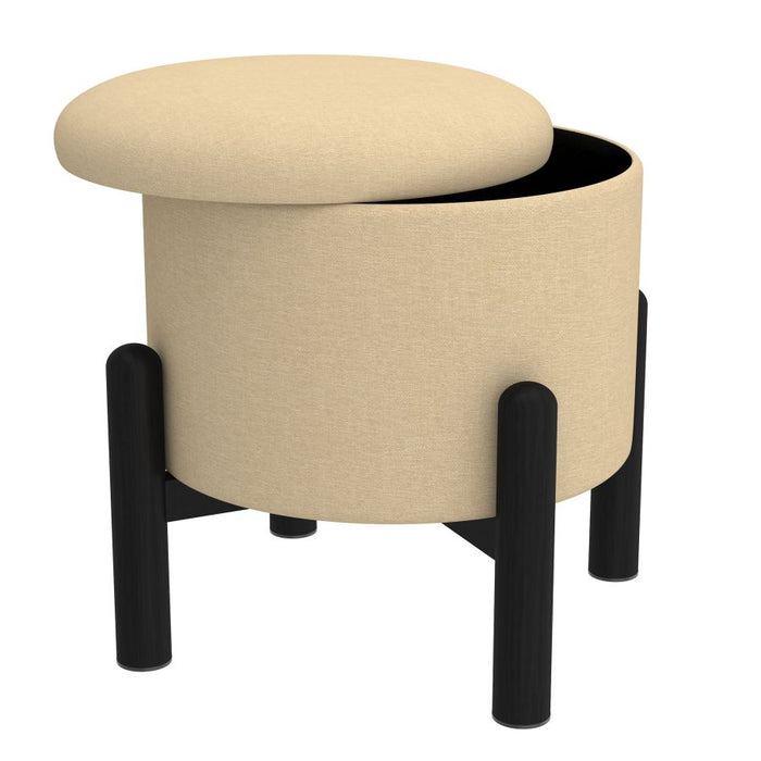 Heidi Round Storage Ottoman in Beige and Black