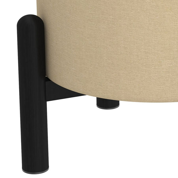 Heidi Round Storage Ottoman in Beige and Black